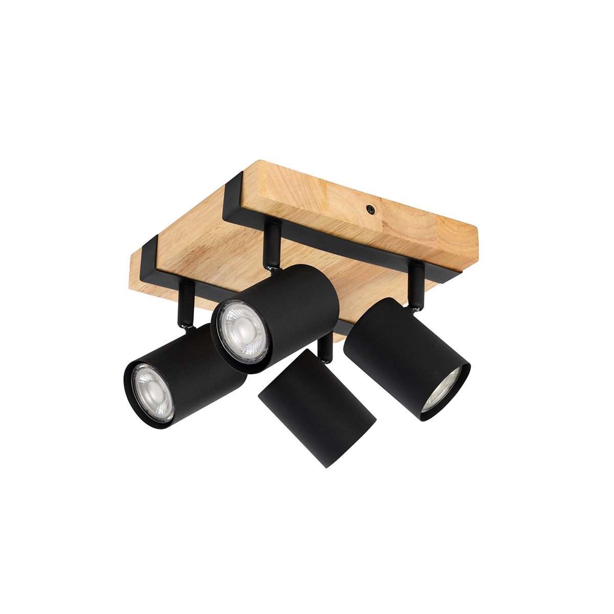 Ceiling Light Black with Wood 4-Light Adjustable Rectangular - Jeana