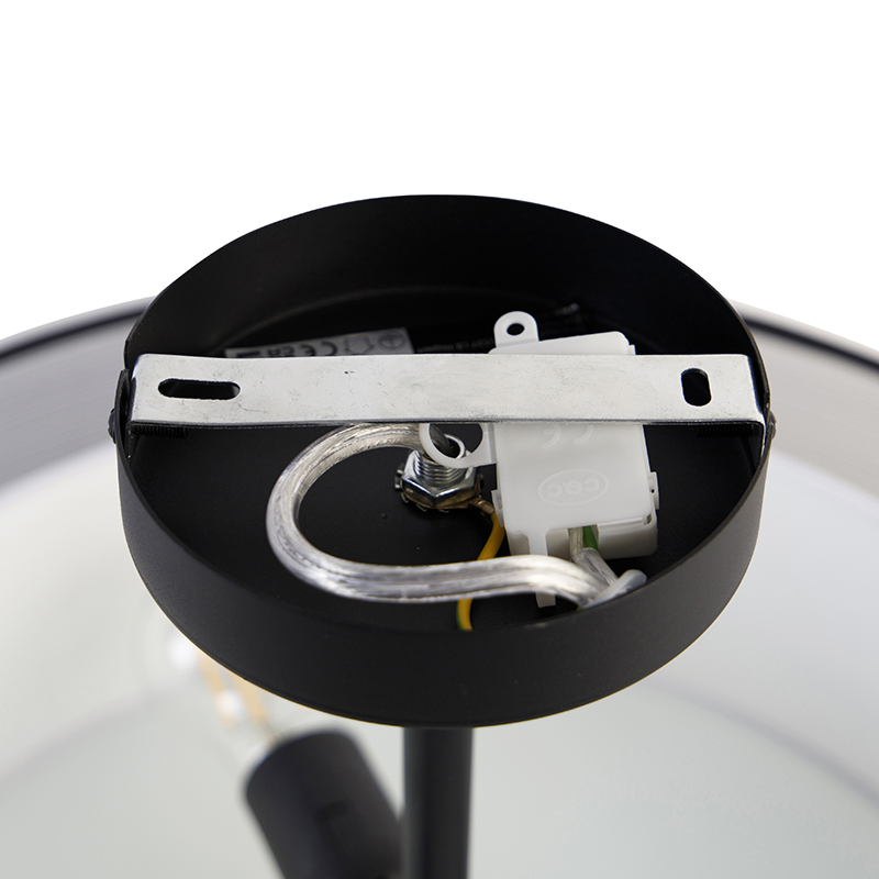 Modern Ceiling Light Black with White 50 cm 3-Light - Drum Duo