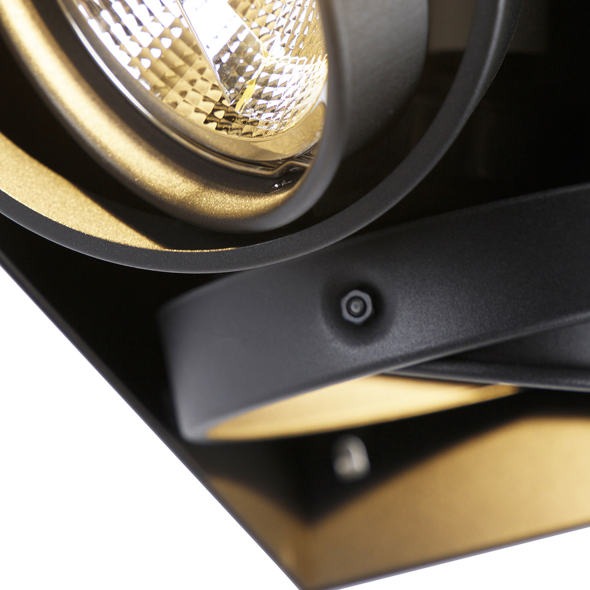 Set of 6 Recessed Spotlights Black GU10 AR111 Trimless 2-Light - Oneon