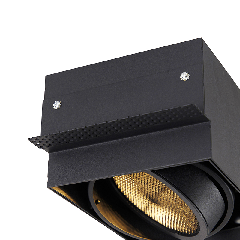 Qazqa Oneon Honey Einbauleuchte – Schwarzer LED-Strahler, GU10, Dimmbar, 15,6 Cm