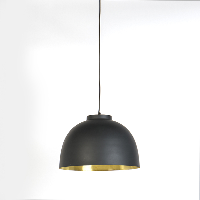 Pendant Light Black with Brass Inside 40 cm - Hoodi