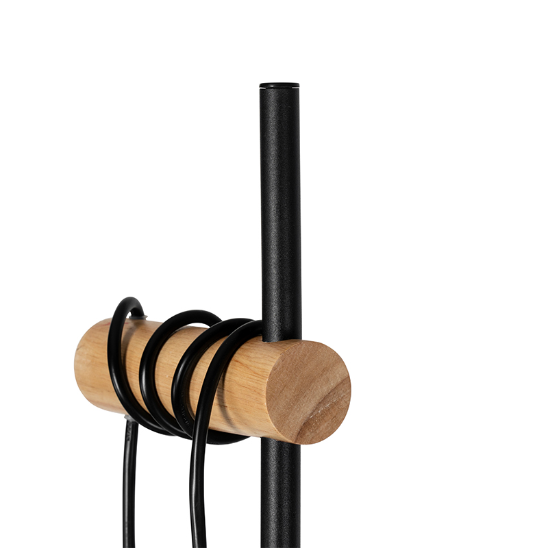 Land Stehlampe schwarz mit Holz 2-Licht - Dami