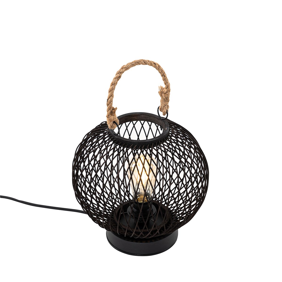 Rustic Outdoor Table Lamp Black Rattan - Calamus