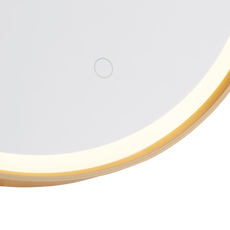 Round bathroom mirror gold incl. LED with touch dimmer Miral