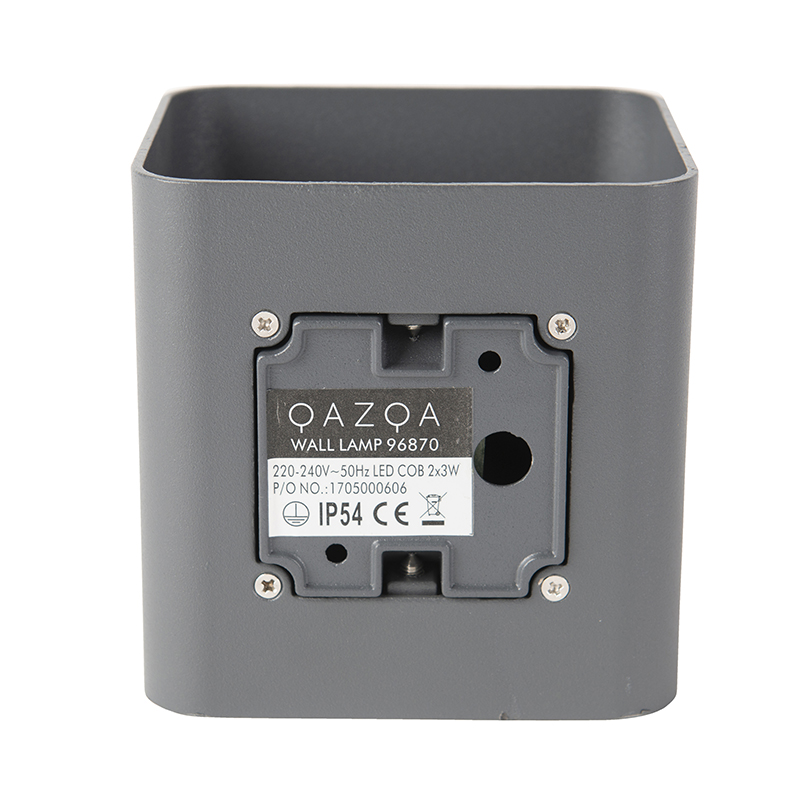 Applique moderna grigio scuro incl. LED IP54 quadrata - Evi