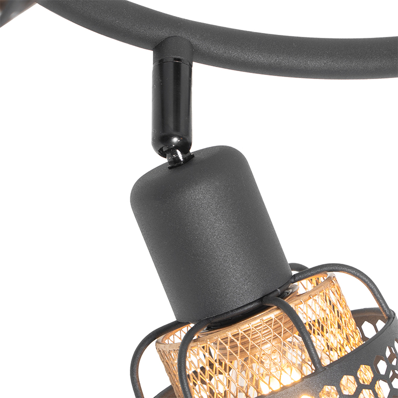 Plafonnier design noir avec or 3 lumières rond - Noud