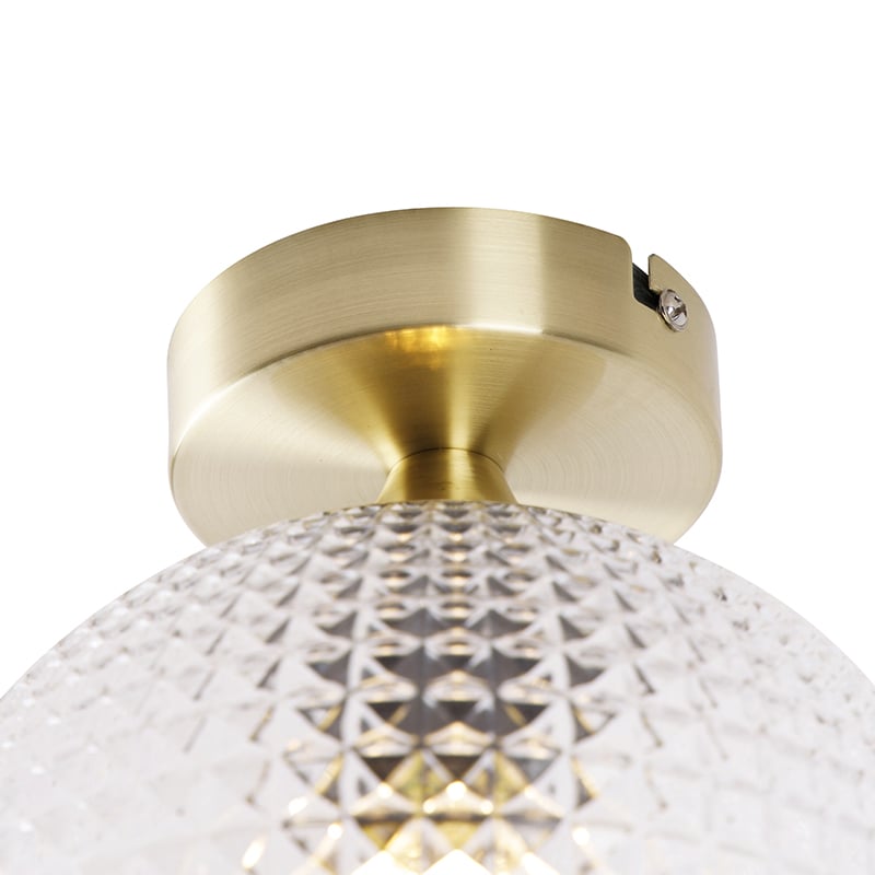 Art Deco Ceiling Lamp Brass with Clear Glass - Sphere
