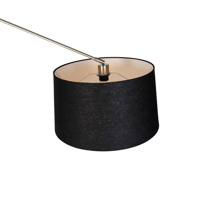 Lampadaire moderne en acier avec abat-jour en lin noir 45 cm - Editor