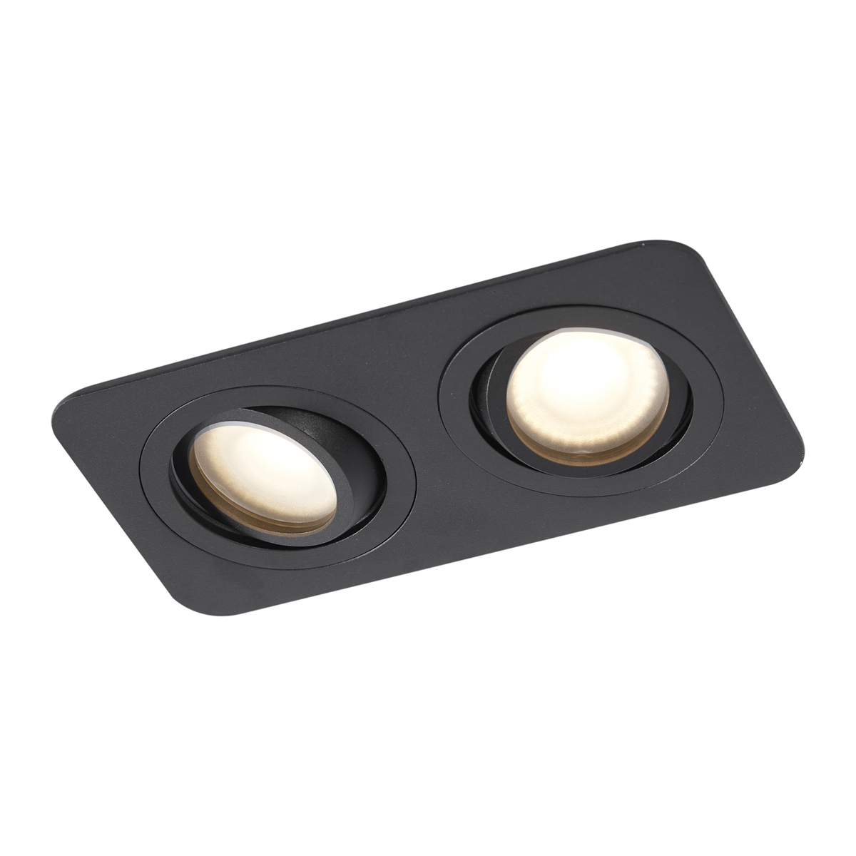 Set mit 6 abgerundeten Einbaustrahlern schwarz GU10 50mm schwenkbar und neigbar IP44 2-flammig - Alberto