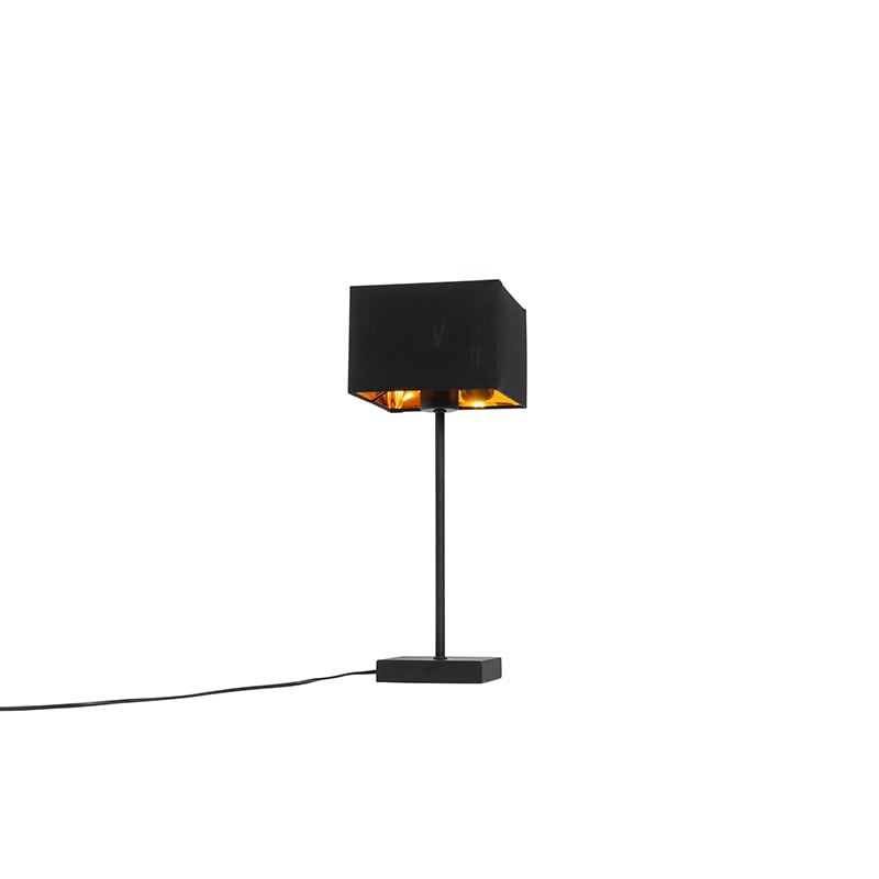 Lampada da tavolo moderna con paralume in tessuto nero con oro - VT 1