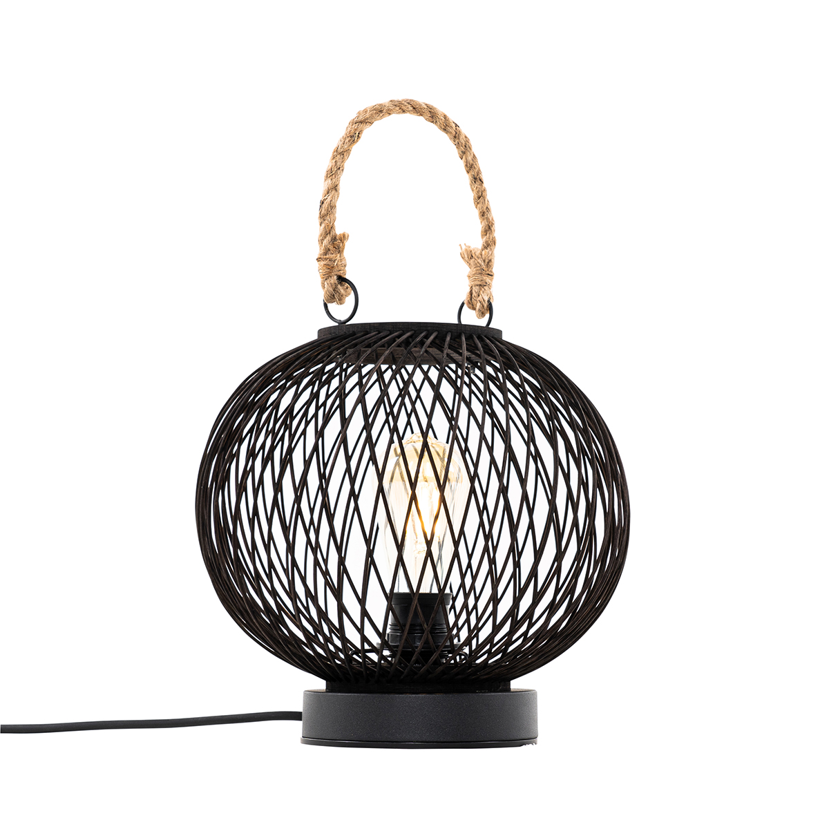 Rustic Outdoor Table Lamp Black Rattan - Calamus