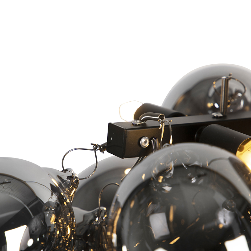 Smart Pendant Lamp Black with Smoke Glass 8-Lights Incl. 8 Wifi G9 - Uvas
