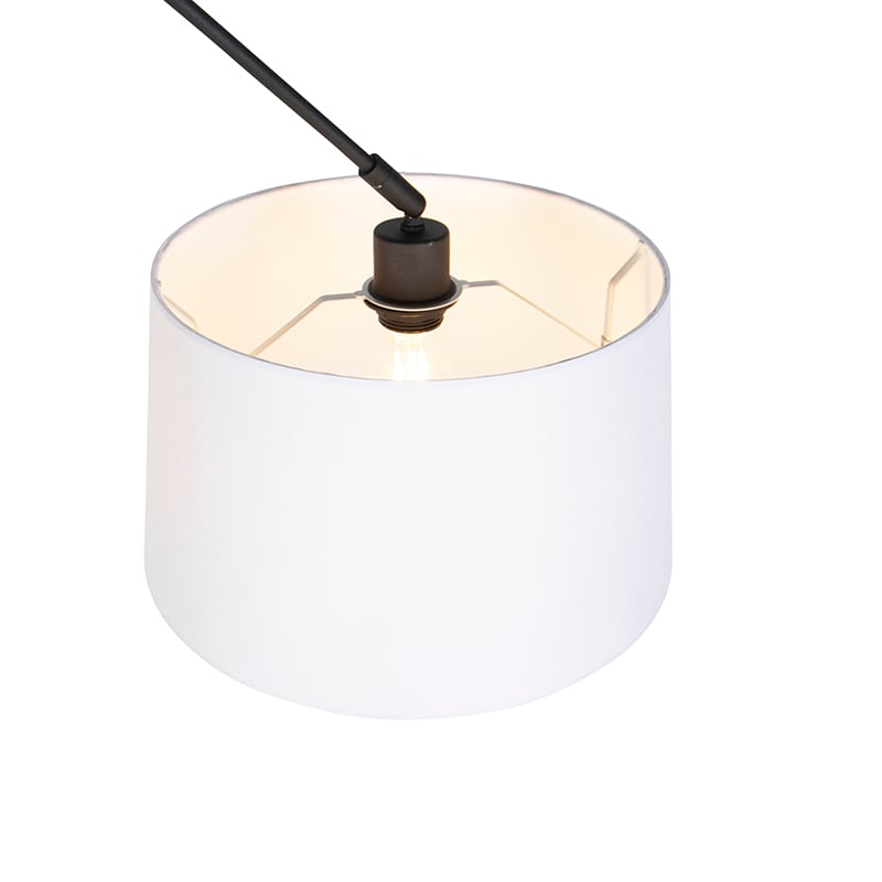 Lámpara colgante negra con pantalla de lino blanca 35 cm - Blitz