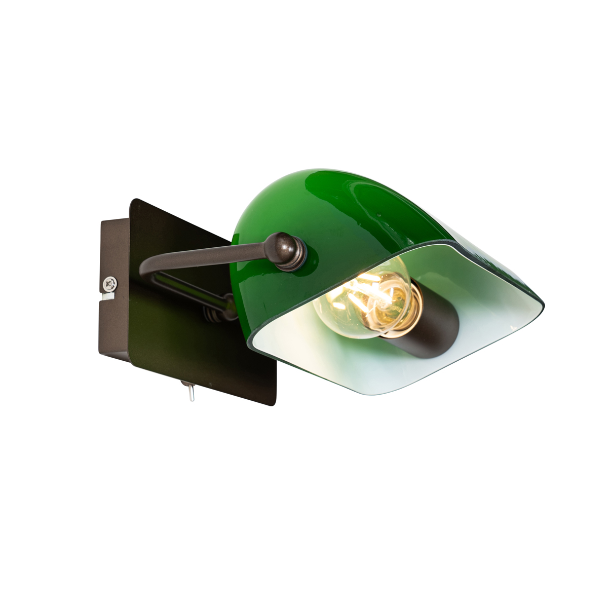 Applique da parete classica bronzo scuro con vetro verde - Banker