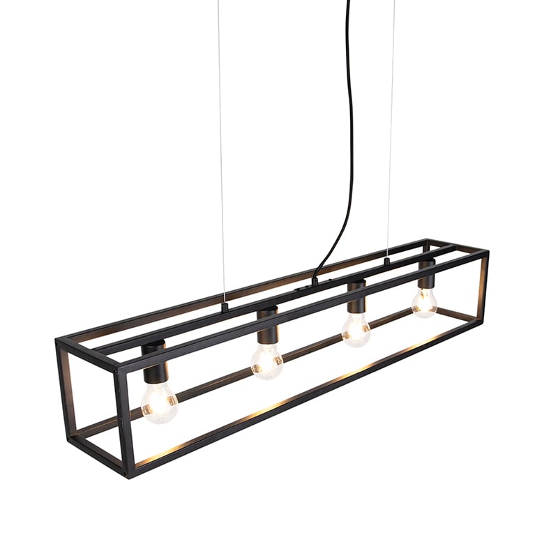 Industrial Pendant Lamp Black 4-Lights - Cage 4