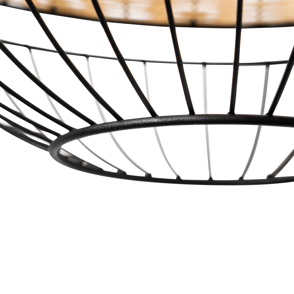 Lampada a sospensione orientale nera con rattan 38 cm - Emir