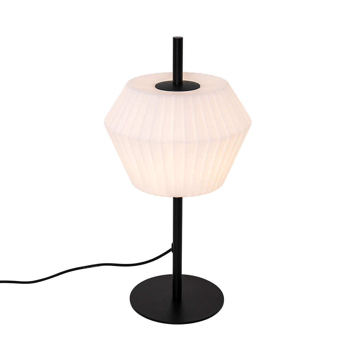 Lampada da tavolo da esterno moderna nera con paralume bianco IP44 - Robbert
