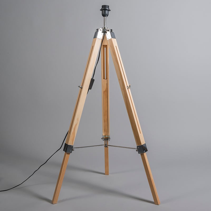 Lampadaire naturel avec abat-jour en lin blanc 45 cm - Tripod