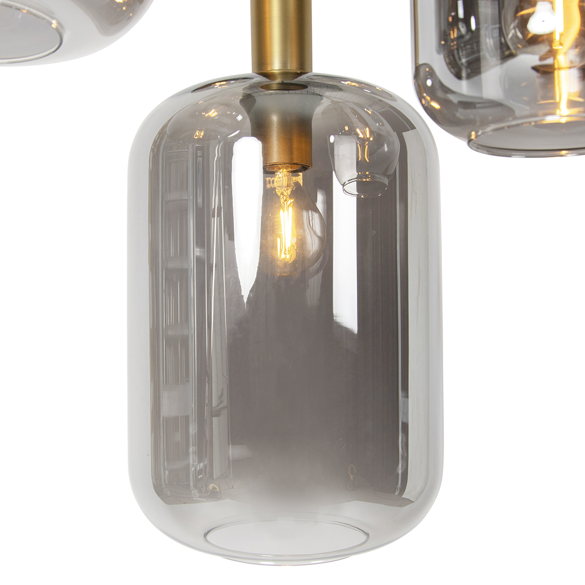 Hängelampe schwarz mit Gold mit Rauchglas 5-flammig – Zuzanna