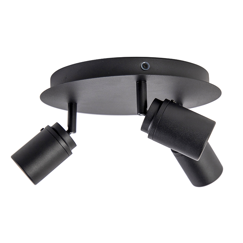 Foco moderno de baño negro 3 luces IP44 - Ducha
