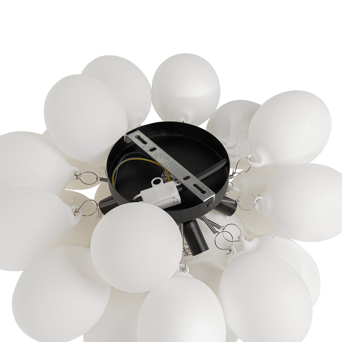 Art Deco Ceiling Light Black with Opal Glass 6 Lights - Uvas