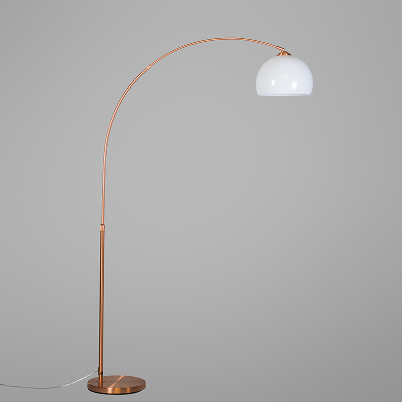 Modern Arc Lamp Copper With White Shade - Arc Basic