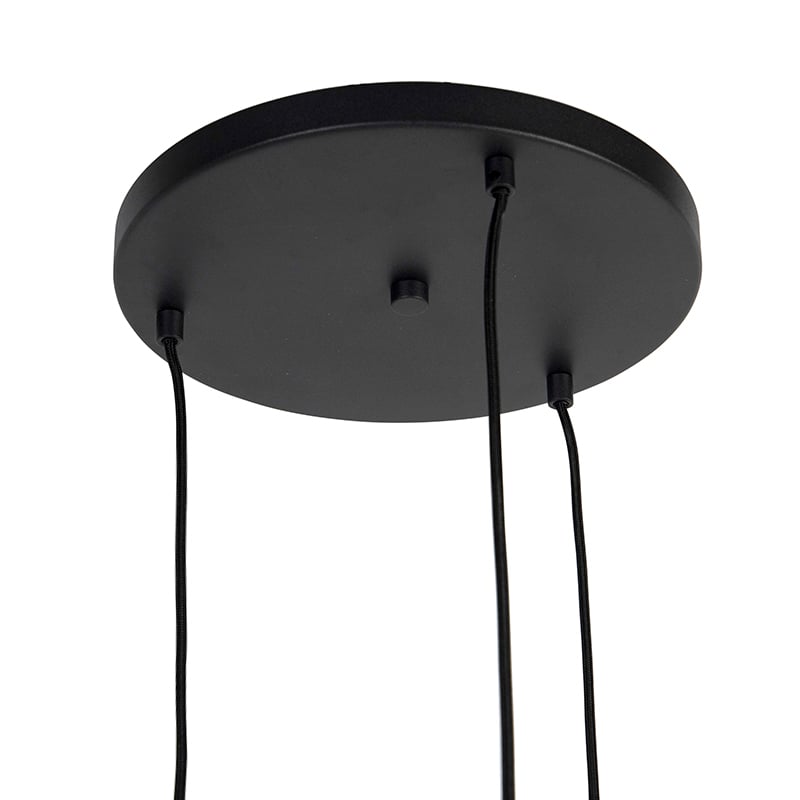 Art Deco Pendant Lamp Black with Smoke Glass 3-Lights - Pallon