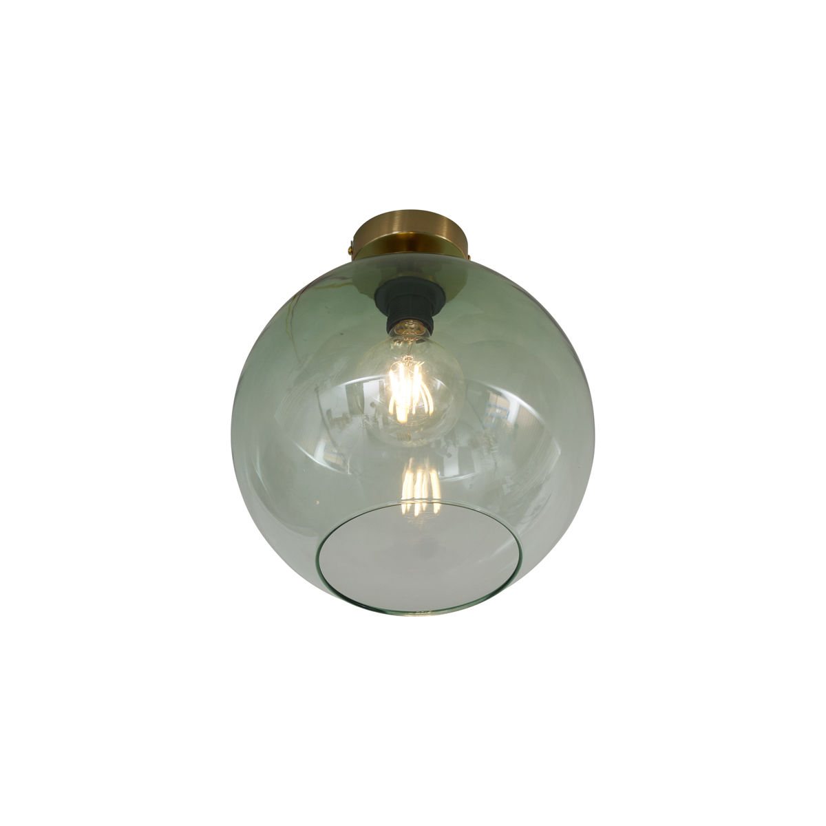 Lámpara de techo Art Déco de latón con cristal verde - Sandra