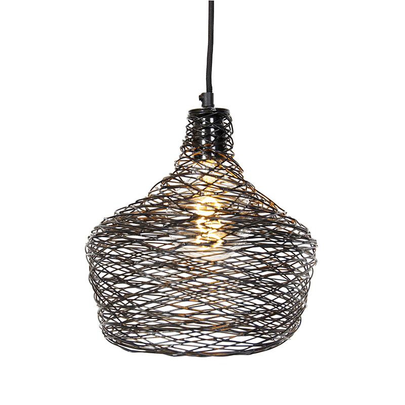 Pendant Light Black Gold and Copper Round 3-Light - Sarella