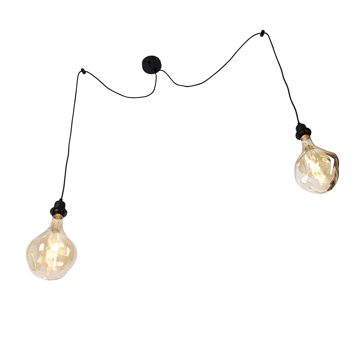 Pendant Light Black 2-Light Incl. LED Gold Dimmable - Cava Luxe