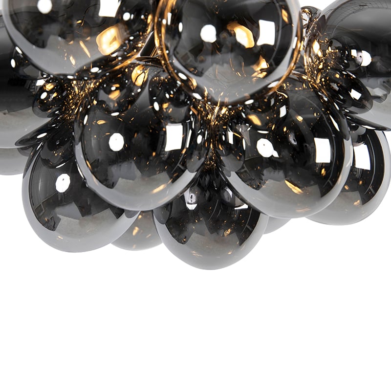 Design Ceiling Light Black with Smoke Glass 4-Light - Uvas