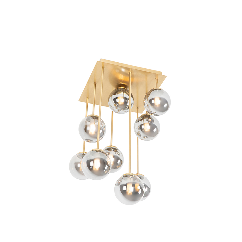 Modern Ceiling Light Gold 9-Light with Smoke Glass - Athens