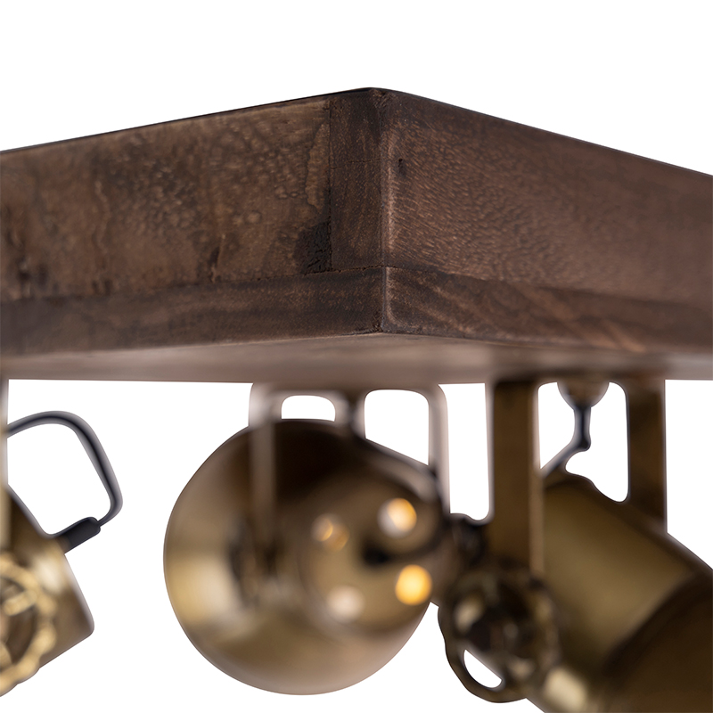 Ceiling lamp bronze with wood 3-light - Mangoes