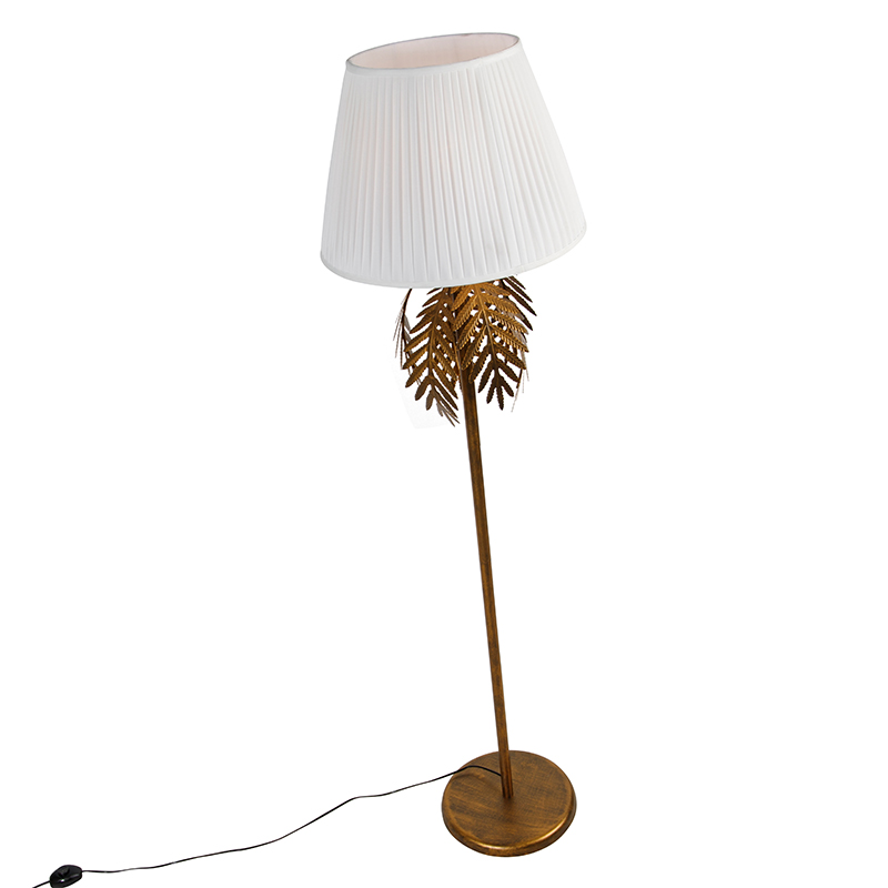 Floor Lamp Gold 145 cm with Pleated Lampshade White 45 cm - Botanica