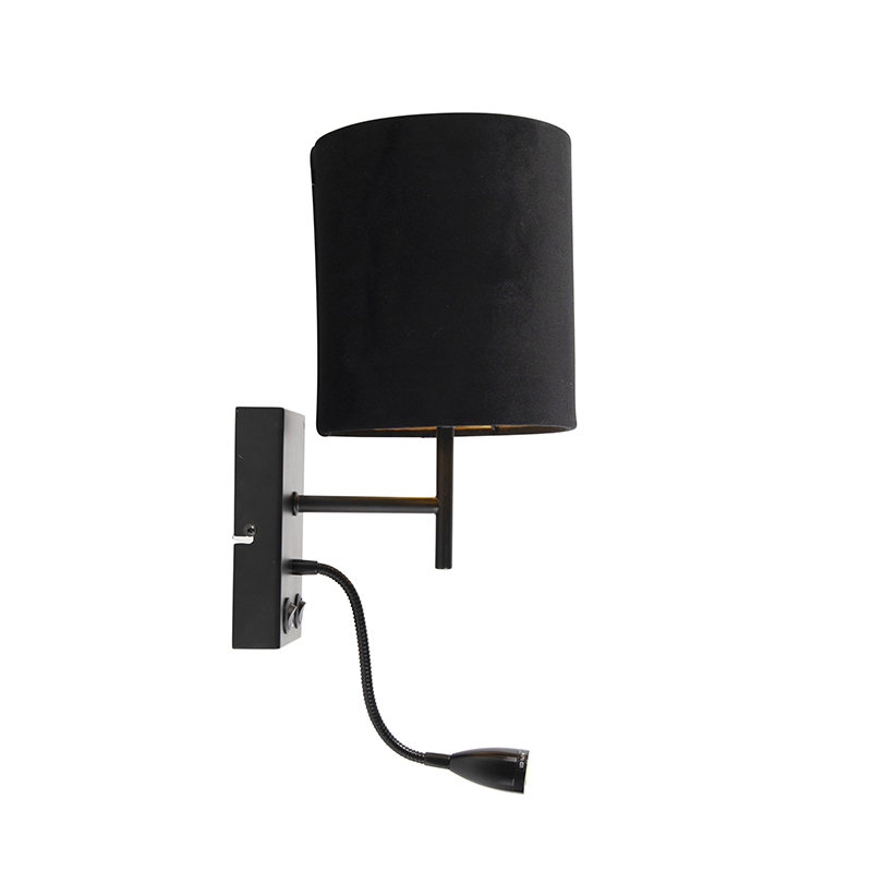 Aplique Art Déco negro con pantalla de terciopelo - Stacca