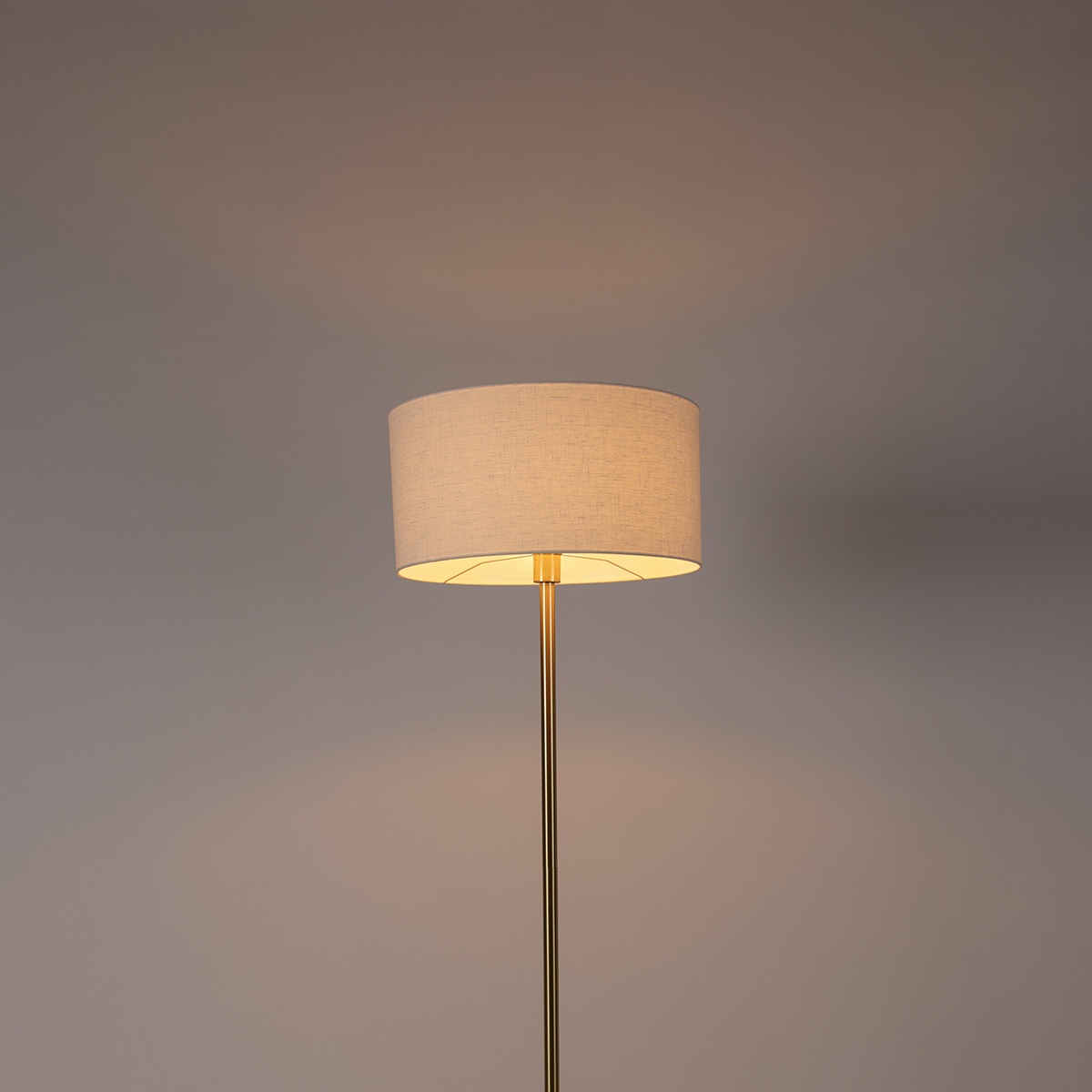 Lampada da terra ottone con paralume bianco 50 cm - Simplo