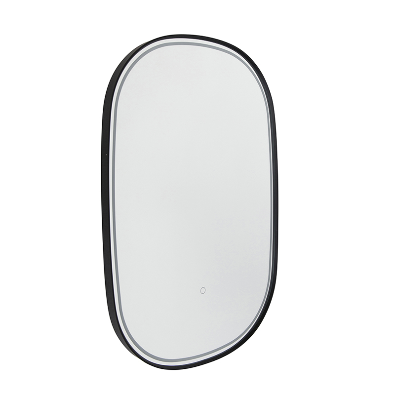 Bathroom Mirror Black Incl. LED 3-Step Dimmable with Touch Oval - Miral