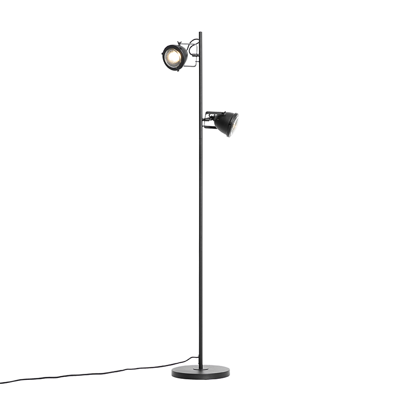 Industrial Floor Lamp Black 2-Light - Emado