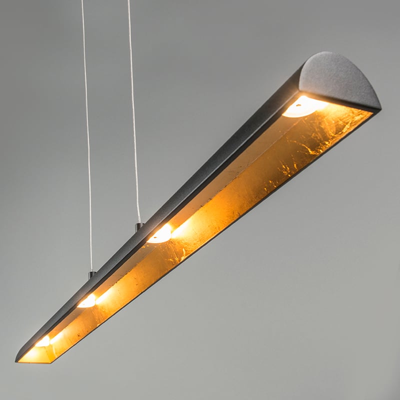 Hanging lamp black with golden interior incl. LED - Balo 4