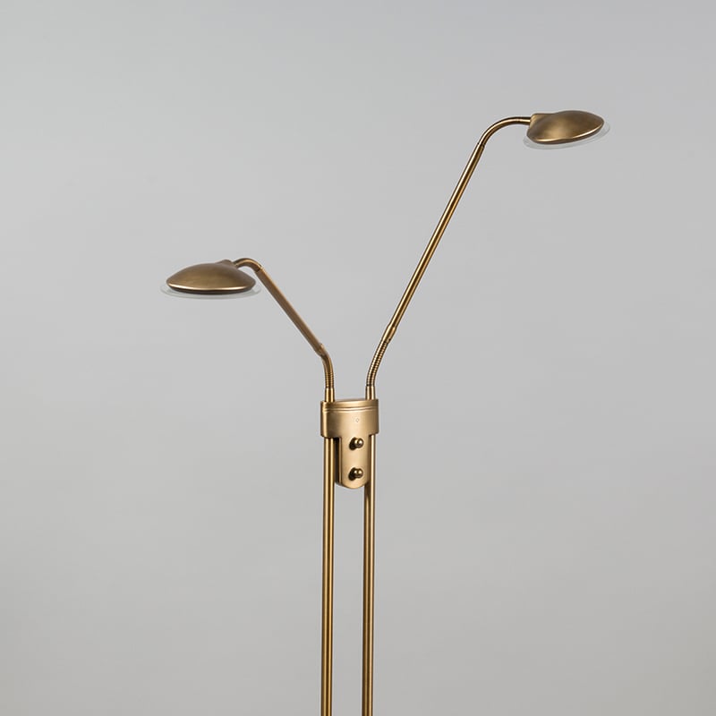 Lámpara de pie moderna de bronce con lámpara de lectura con LED - Eva