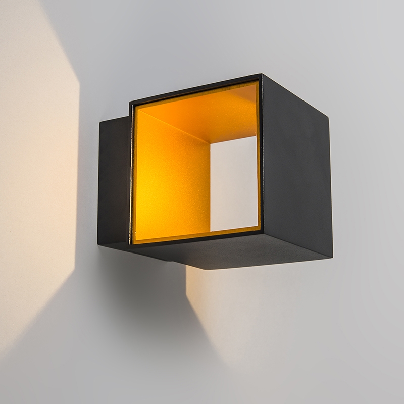 Set de 2 apliques de diseño negro/dorado con LED - Caja