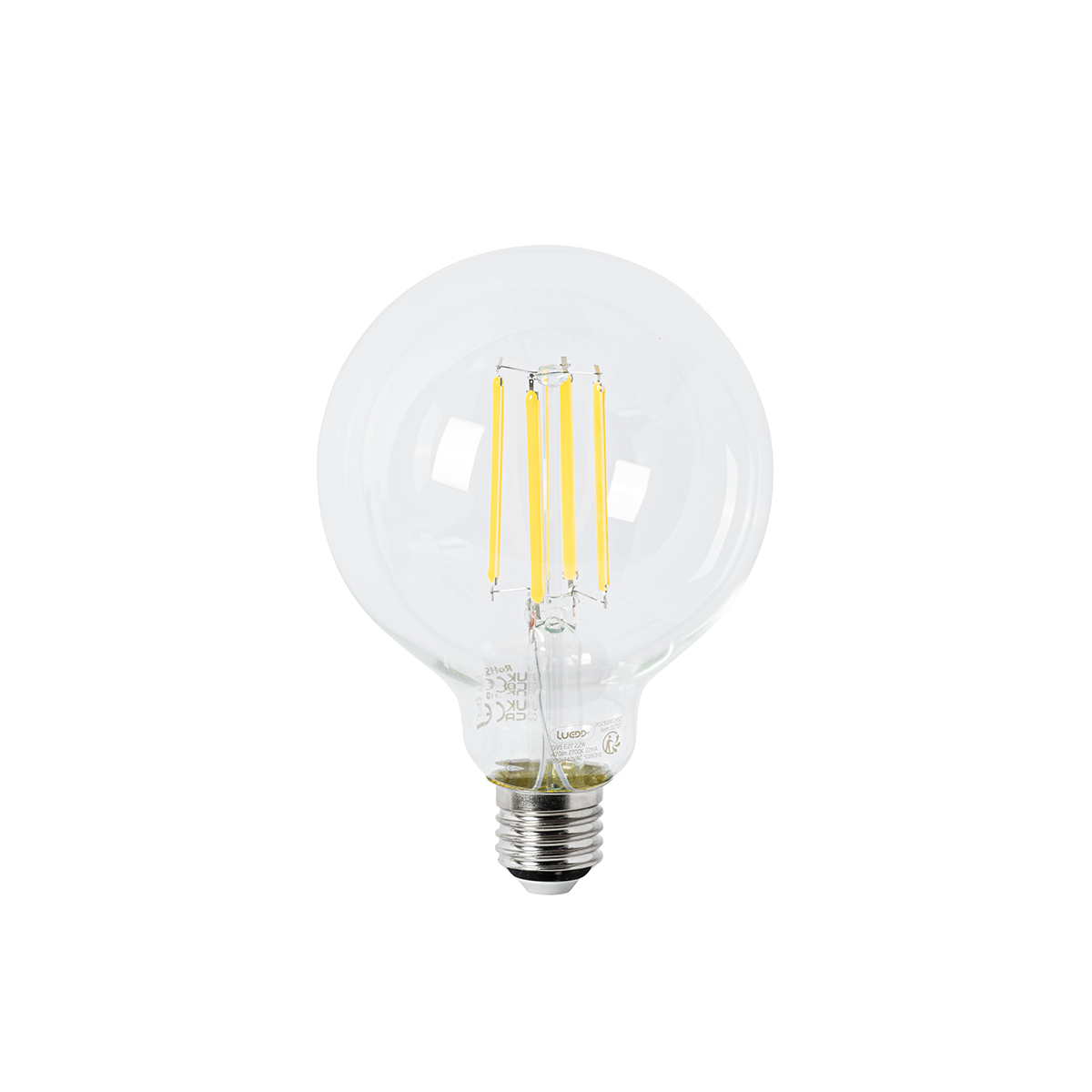 Bombilla LED E27 G95 transparente 2.2W 470lm 2700K