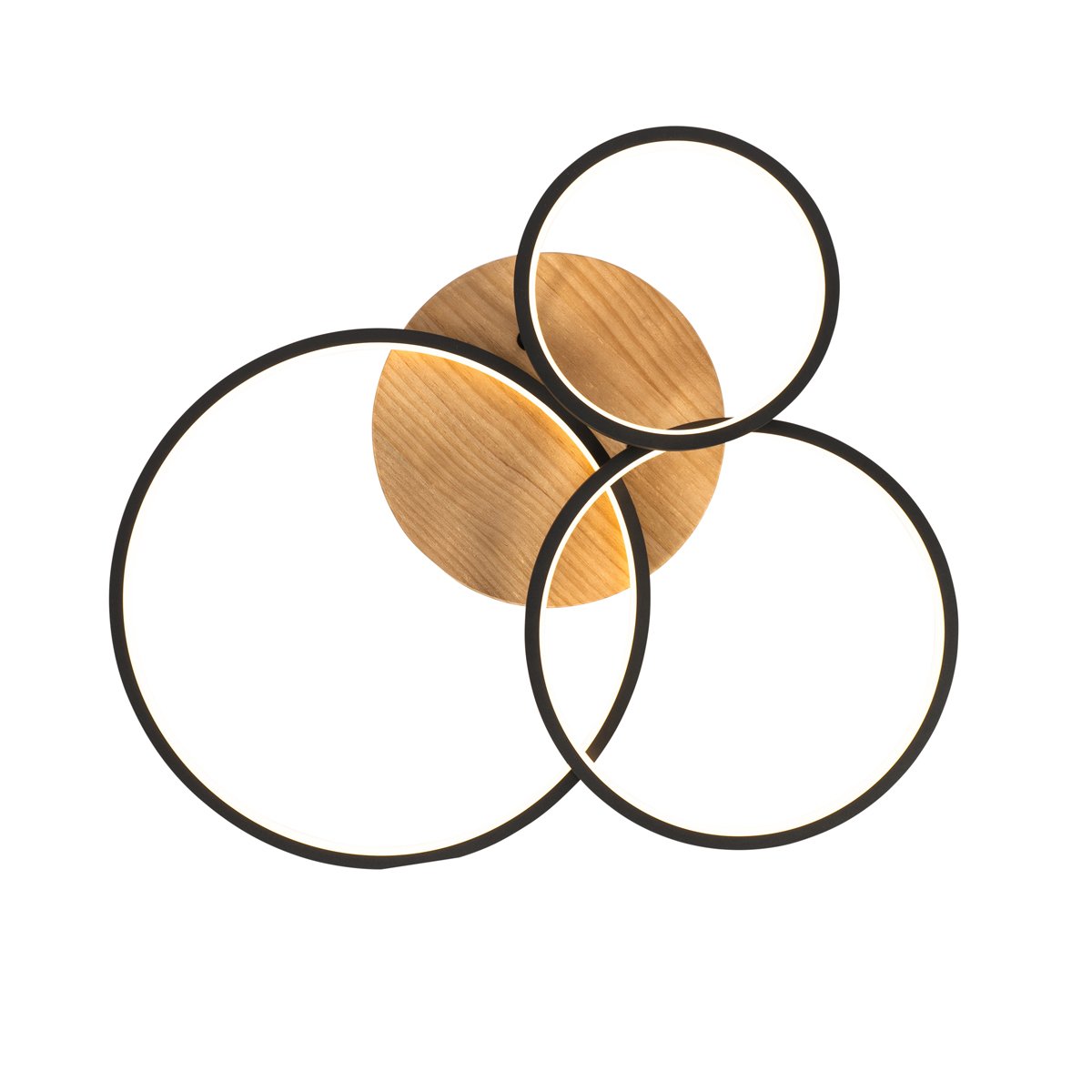 Ceiling Light Black with Wood Incl. LED 3-Step Dimmable 3-Light - Alec