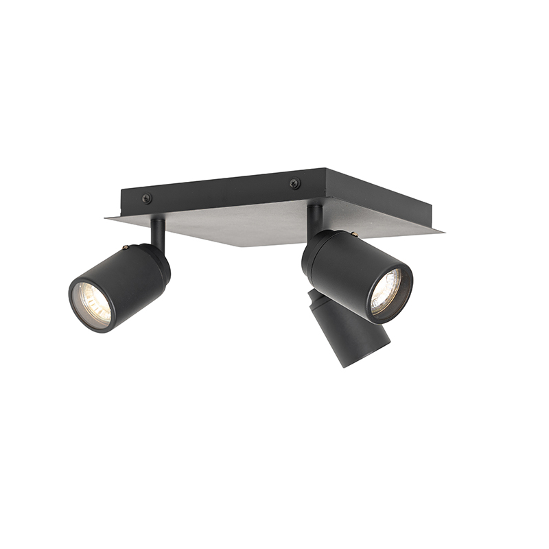 Faretto da bagno moderno nero quadrato 3 luci IP44 - Ducha