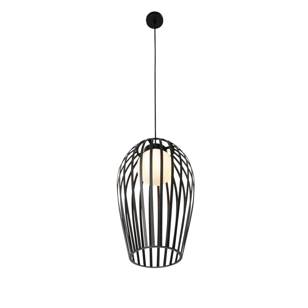 Design Pendelleuchte schwarz mit Opal IP44 - Angela