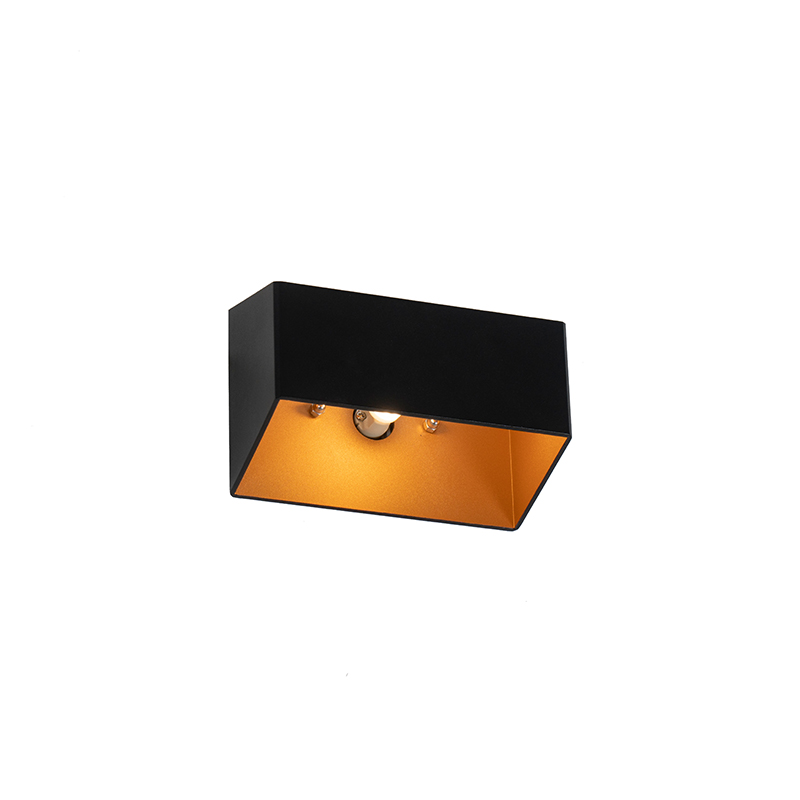 Aplique moderno negro con interior dorado rectangular - Alone