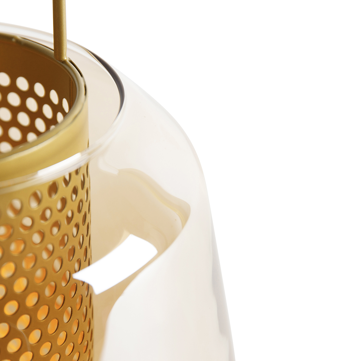 Lampe de table Art Déco or avec verre ambré 23 cm - Kevin