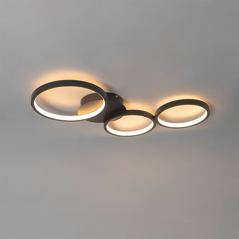 Deckenleuchte schwarz inkl. LED 3-stufig dimmbar 3-Licht - Pande