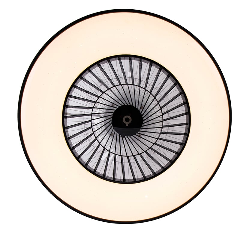 Ventilateur de plafond noir avec LED avec effet étoile dimmable - Climo