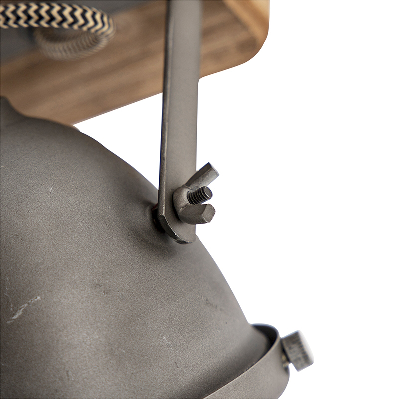 Industrial Smart Spotlight Grey with Wood incl. 2 WiFi GU10 - Emado